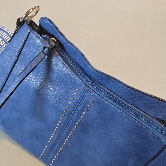 Montana West Select Blue Shoulder Bag Crossbody Strap Large Vegan Leather - Picture 4 of 10